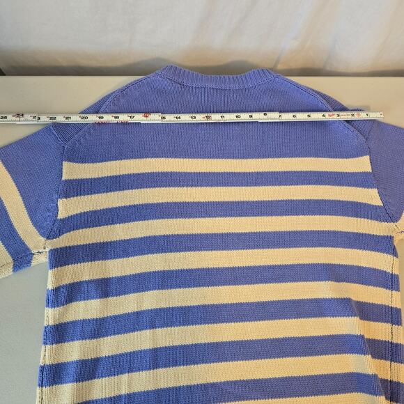 Heyson Tight Knit Sweater Women's L Purple & Light Cream Stripe Long Sleeve - Picture 11 of 16